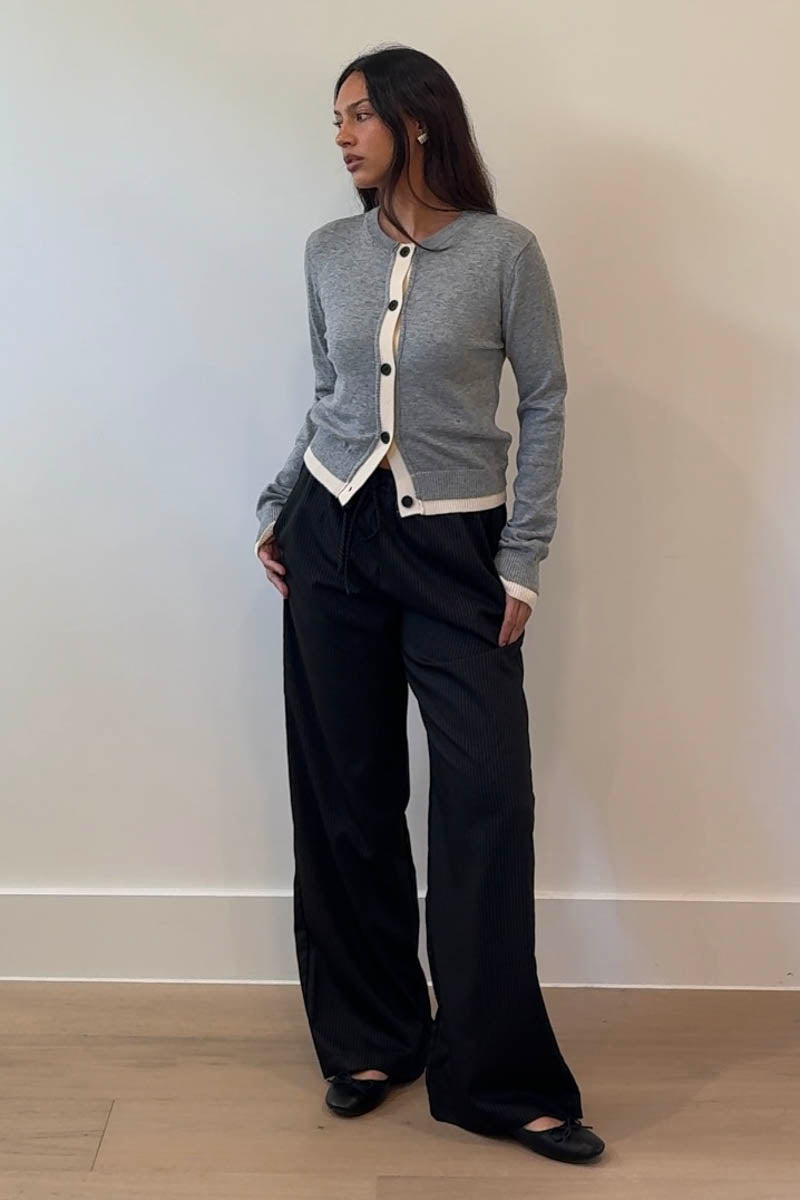 Two Tone Button Up Cardigan - grey, womens cardigan collection