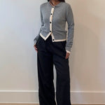 Two Tone Button Up Cardigan - grey, womens cardigan collection