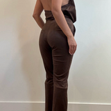 Suede Pant With Flare Leg