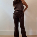 Suede Pant With Flare Leg