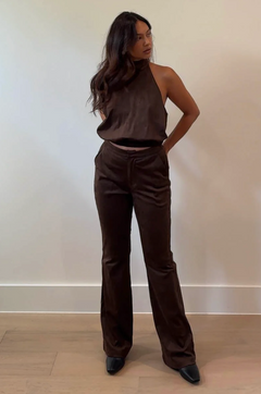 Suede Pant With Flare Leg