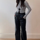 Faux Leather Straight Leg Pant