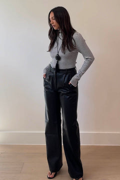 Faux Leather Straight Leg Pant