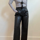 Faux Leather Straight Leg Pant