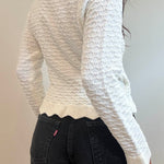 Ruffled Edge Cardigan - white, womens cardigan collection