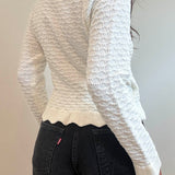Ruffled Edge Cardigan - white, womens cardigan collection