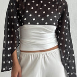 Polka Dot Print Cape Top