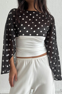 Polka Dot Print Cape Top