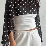 Polka Dot Print Cape Top