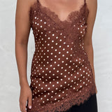 Polka Dot Cami With Lace Detail
