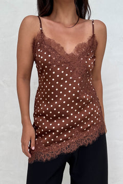 Polka Dot Cami With Lace Detail