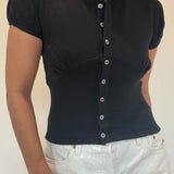 Puff Sleeve Button Front Top