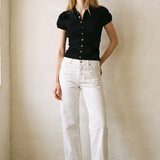 Puff Sleeve Button Front Top
