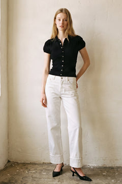 Puff Sleeve Button Front Top