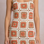 Crochet Patchwork Dress - white combo, womens dress collection
