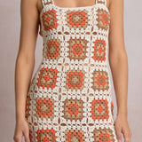 Crochet Patchwork Dress - white combo, womens dress collection