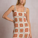 Crochet Patchwork Dress - white combo, womens dress collection