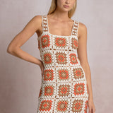 Crochet Patchwork Dress - white combo, womens dress collection