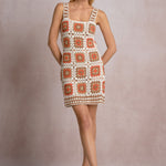 Crochet Patchwork Dress - white combo, womens dress collection
