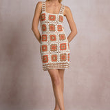 Crochet Patchwork Dress - white combo, womens dress collection