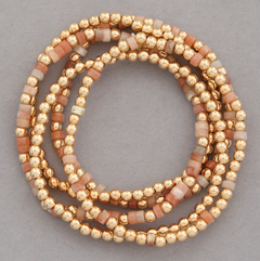 Orange and Gold Beaded Set - womens bracelet collection