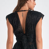 Shoulder Pad Sparkly Wrap Top