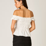 Off Shoulder Eyelet Top - White, Women's Tops Collection