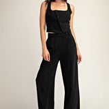 Stretch Woven Relaxed Straight Trousers