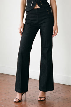 Multi Button Detail Denim Pant