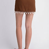 Twist Trim Linen Blend Mini Wrap Skirt
