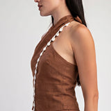Cross Halter Neck Trim Top