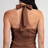 Cross Halter Neck Trim Top