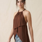 Beaded Trim High Low Top