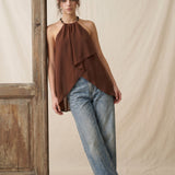 Beaded Trim High Low Top