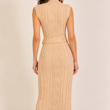 Turtleneck Midi Sweater Dress With Belt