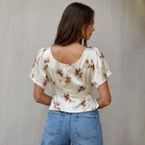Satin Top With Lace Trim