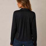 Long Sleeve Cropped Satin Top