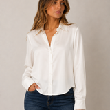 Long Sleeve Cropped Satin Top