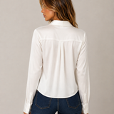 Long Sleeve Cropped Satin Top