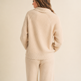 Waffle Pattern Half Zip Sweater