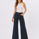 Vervet- High Rise Stripe Crop Wide With Patch Pocket