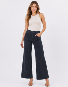 Vervet- High Rise Stripe Crop Wide With Patch Pocket