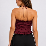 Ruffle Semi Sheer Halter Top