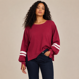 Crew Neck Sweatshirt With Varsity Stripes