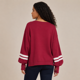 Crew Neck Sweatshirt With Varsity Stripes