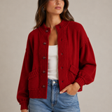 Knit Jacket With Frayed Hem