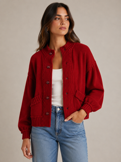 Knit Jacket With Frayed Hem