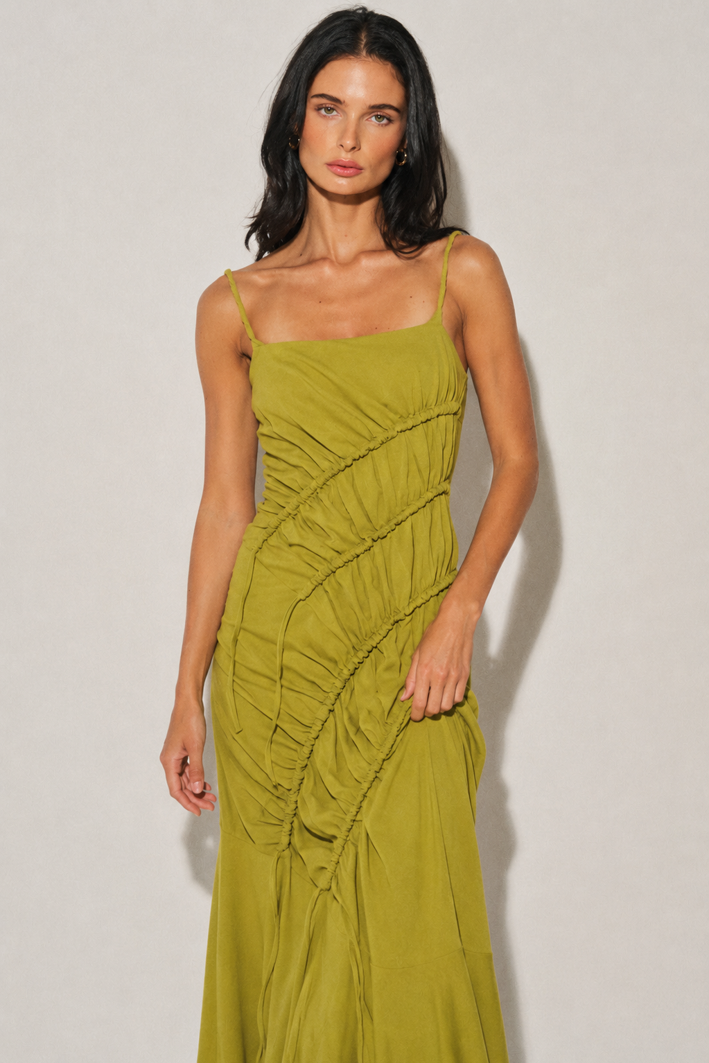 Long Draped Maxi Dress Matcha / L