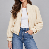 Detail Tweed Zip Up Jacket
