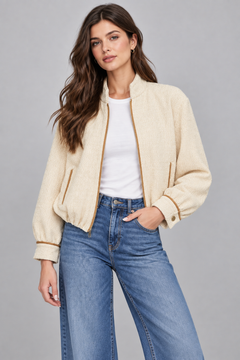 Detail Tweed Zip Up Jacket